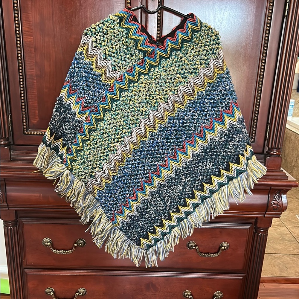 Colorful Knit Poncho